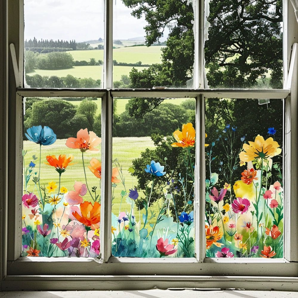 Fensteraufkleber mit Blumen- und Schmetterlingmotiven Zorenza