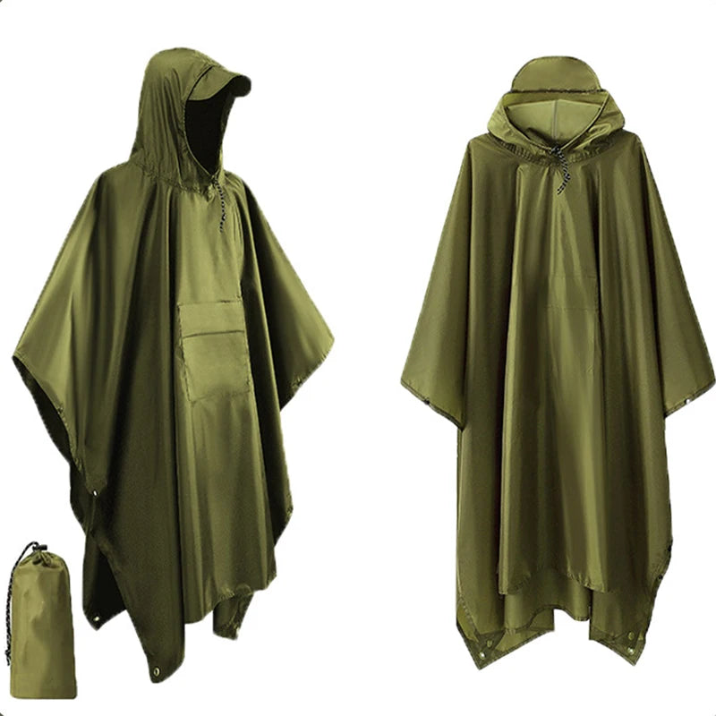 3-in-1 Outdoor Regenponcho wasserdicht mit Kapuze 220x140 cm Zorenza