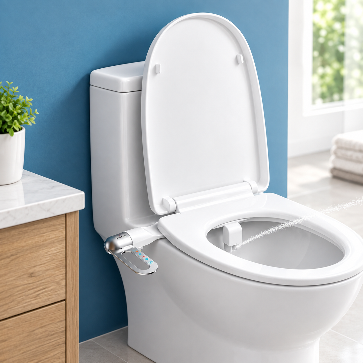 Bidet-Aufsatz Edelstahl mit Doppeldüse für WC -    Zorenza