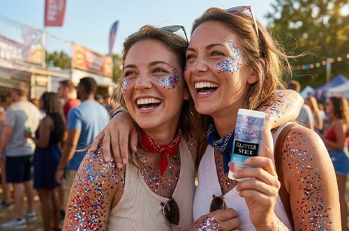 Glitzer-Stick für Gesicht und Körper – Patriotische Farben -    Zorenza
