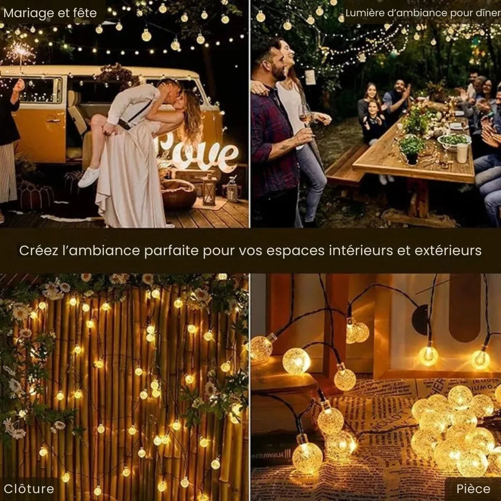 Solar LED Lichterkette mit Kristallkugeln -    Zorenza