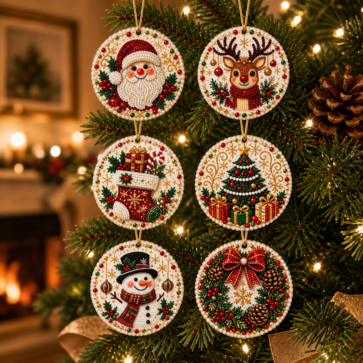 Diamond Painting Weihnachtsanhänger Set 6-teilig -    Zorenza