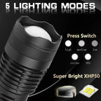 LED Taschenlampe Taktisch mit 90000 Lumen – Wasserdicht IP65 -    Zorenza