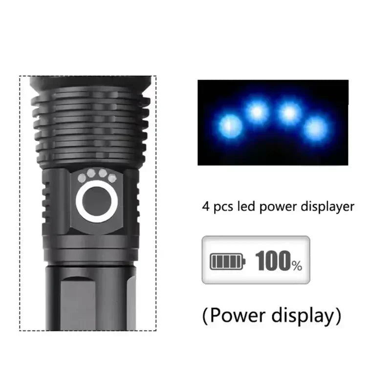 LED Taschenlampe Taktisch mit 90000 Lumen – Wasserdicht IP65 -    Zorenza
