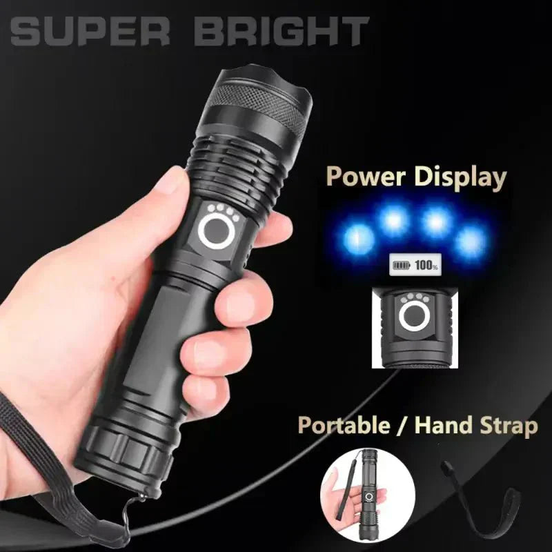 LED Taschenlampe Taktisch mit 90000 Lumen – Wasserdicht IP65 -    Zorenza