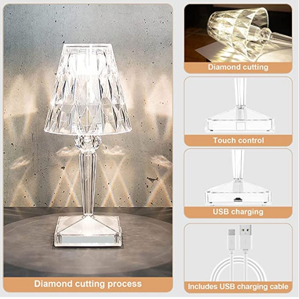 LED Tischlampe Kristall mit diamantförmigem Lampenschirm -    Zorenza