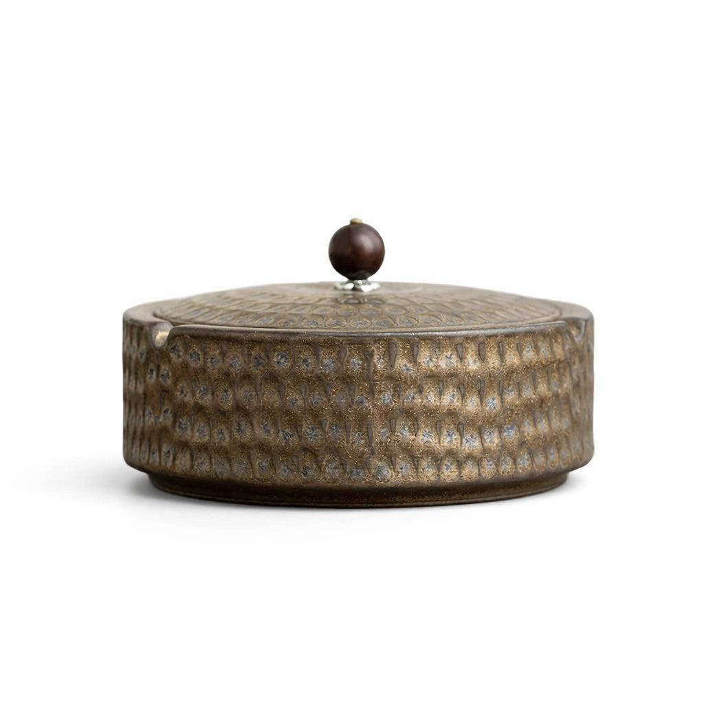 Keramik-Aschenbecher mit Holzdeckel -    Zorenza