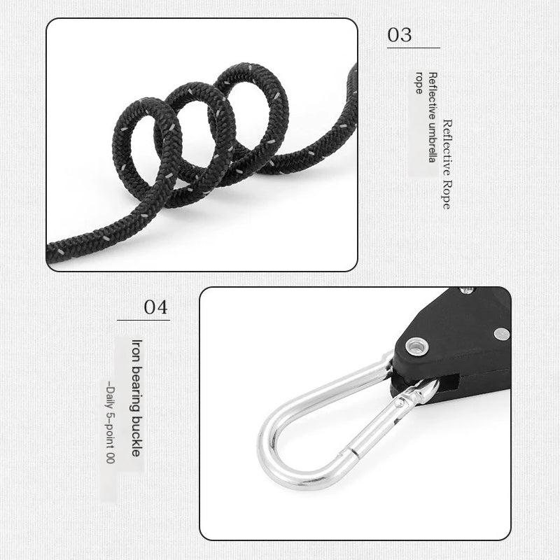 Verstellbare Zeltabspannseile mit Rollenschnalle – 4er-Set Zorenza
