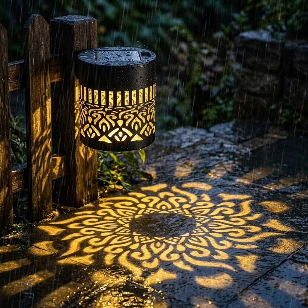 Solar Wandleuchte mit Mandala-Schattenspiel Zorenza