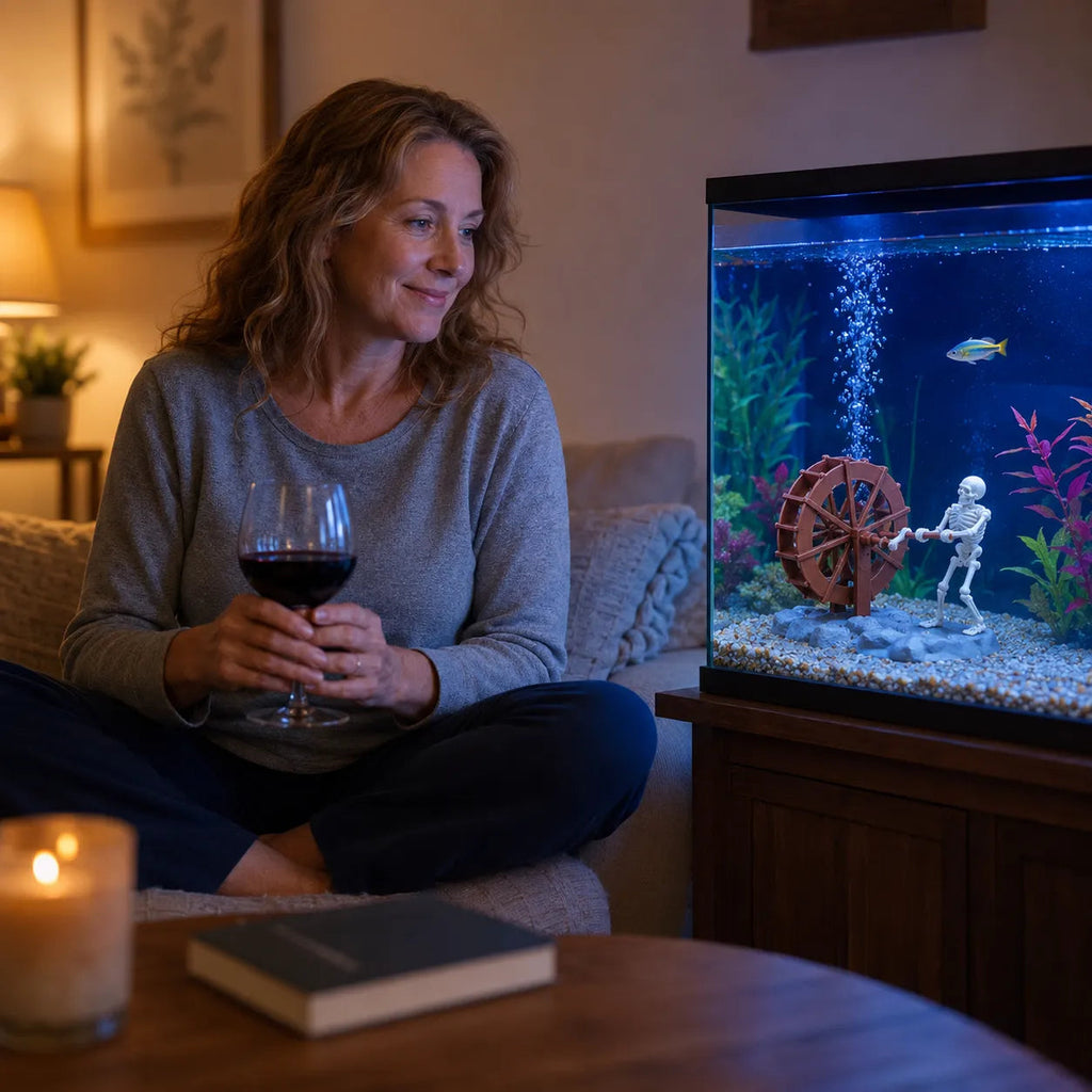 Aquarium-Dekoration Skelett mit Wasserrad und Belüftung -    Zorenza