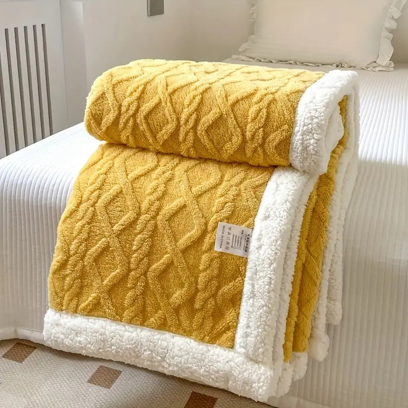 Sherpa Kuscheldecke Wendbar – Weiches Zopfmuster -    Zorenza