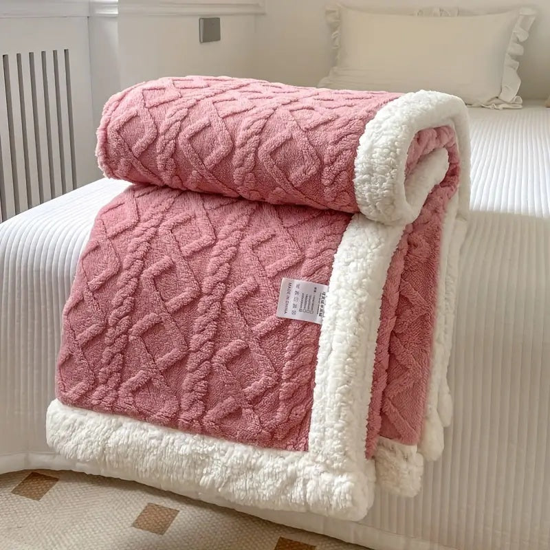 Sherpa Kuscheldecke Wendbar – Weiches Zopfmuster -    Zorenza