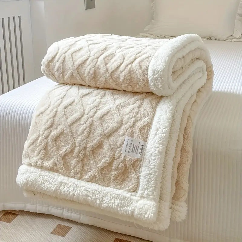 Sherpa Kuscheldecke Wendbar – Weiches Zopfmuster -    Zorenza