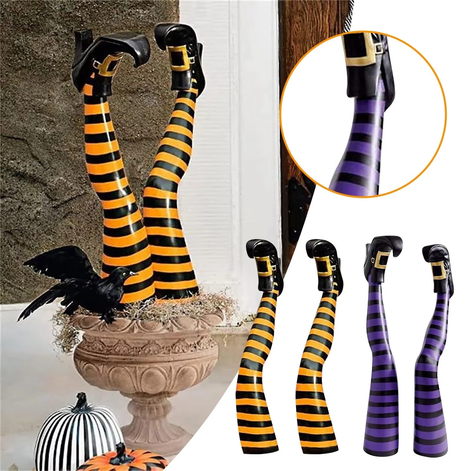 Hexenbeine Deko-Pfähle aus Resin – Gestreifte Stiefel im -    Zorenza