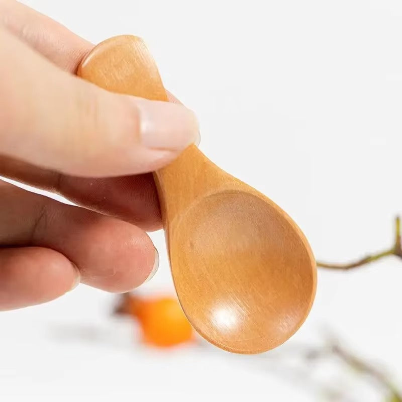 Mini Holzlöffel Naturholz kurzer Griff -    Zorenza