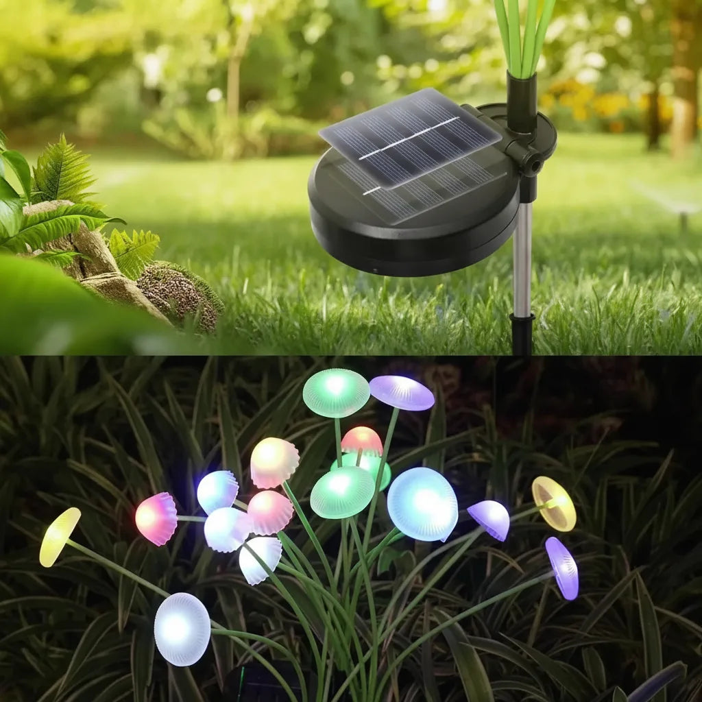 Solar-Pilzleuchte mit 6 schwingenden Leuchtenköpfen – 2er-Set Zorenza