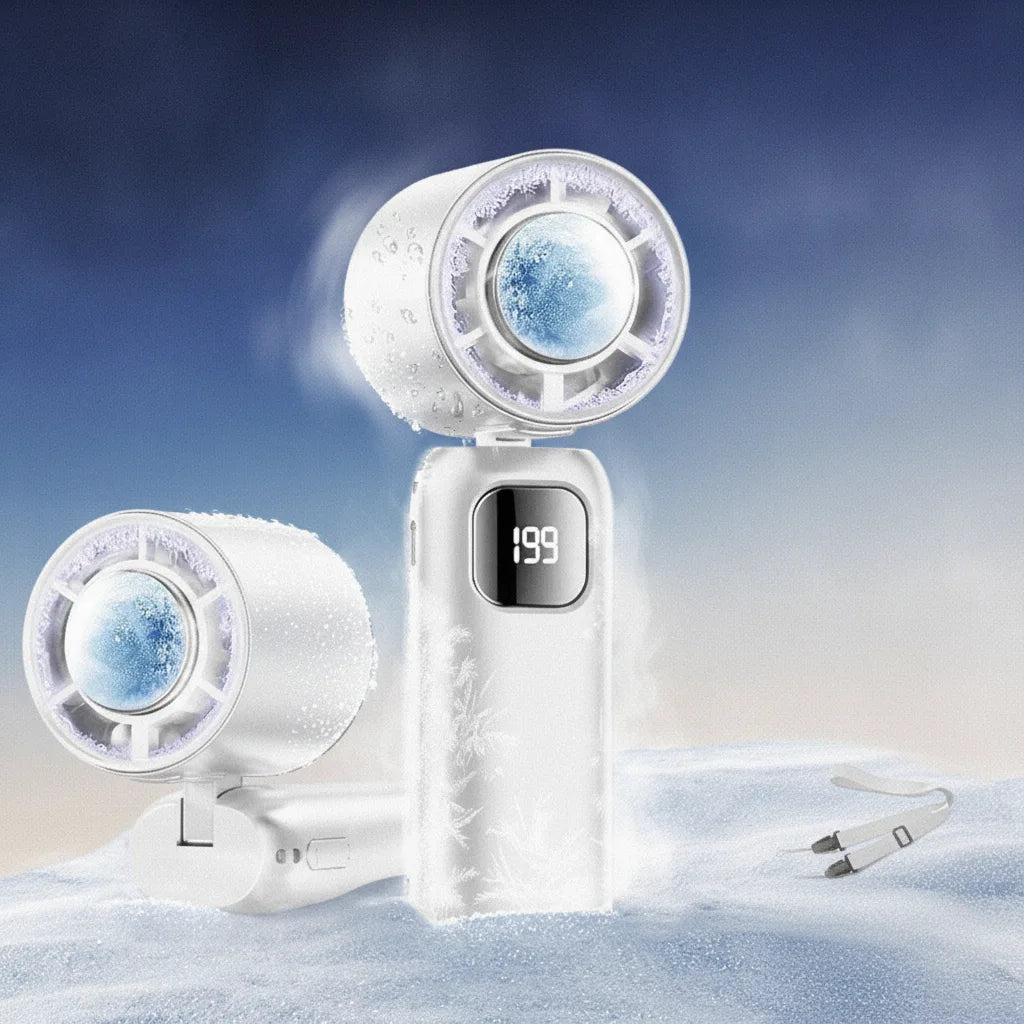 Turbo-Handventilator mit Eis-Kühlfunktion und LED-Display -    Zorenza