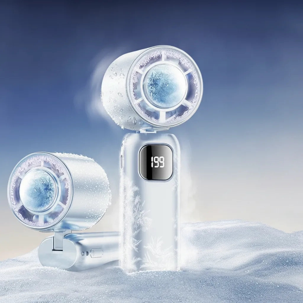 Turbo-Handventilator mit Eis-Kühlfunktion und LED-Display -    Zorenza