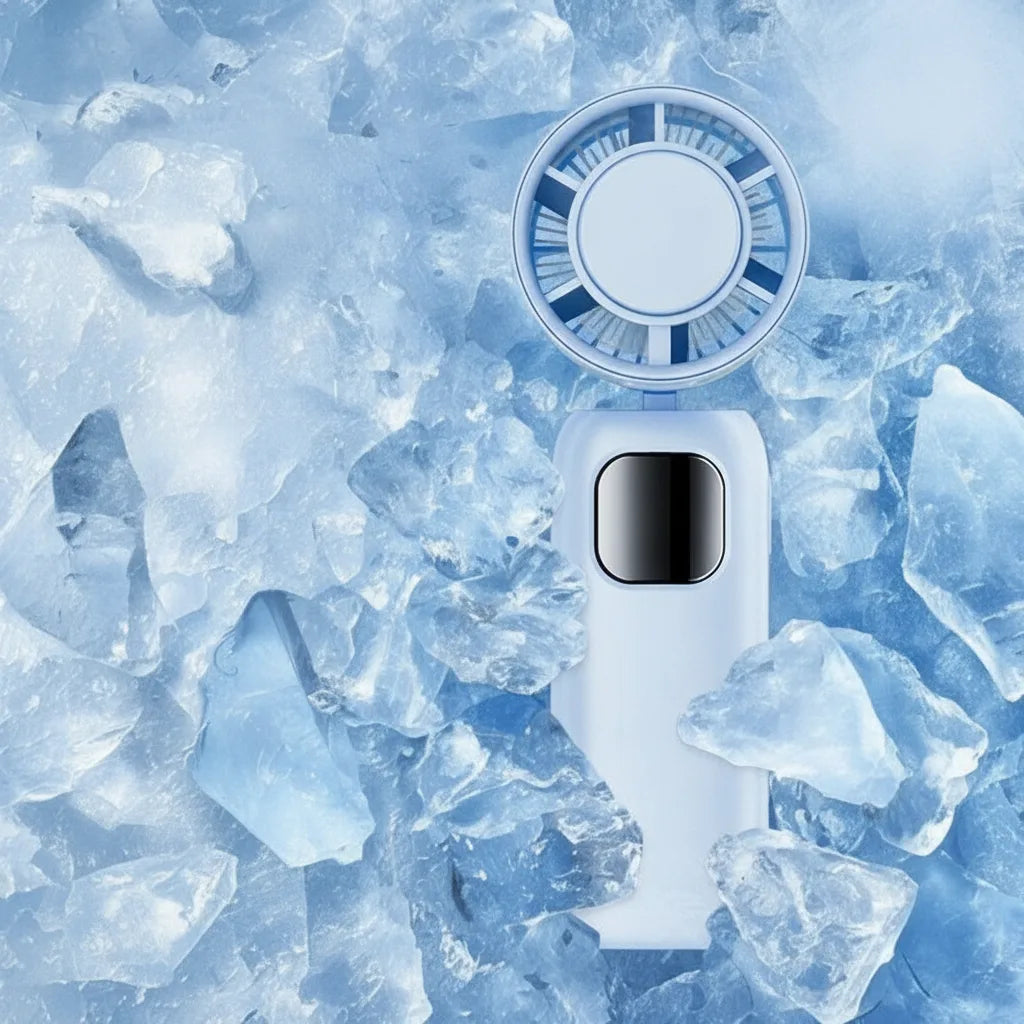 Turbo-Handventilator mit Eis-Kühlfunktion und LED-Display -    Zorenza