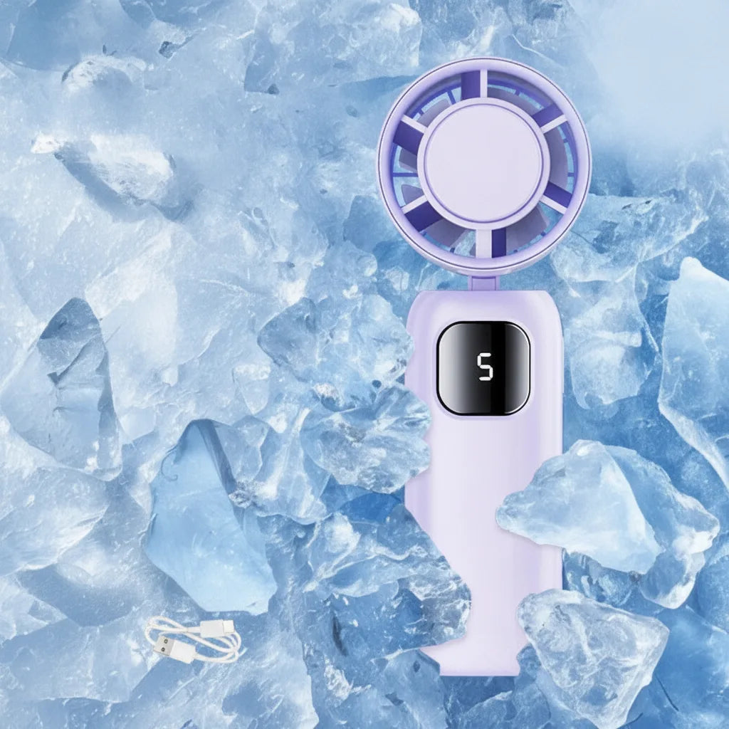 Turbo-Handventilator mit Eis-Kühlfunktion und LED-Display -    Zorenza