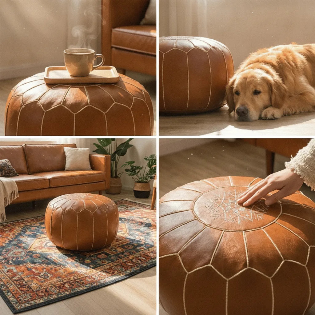 Pouf mit Stauraum und Handstickerei -    Zorenza