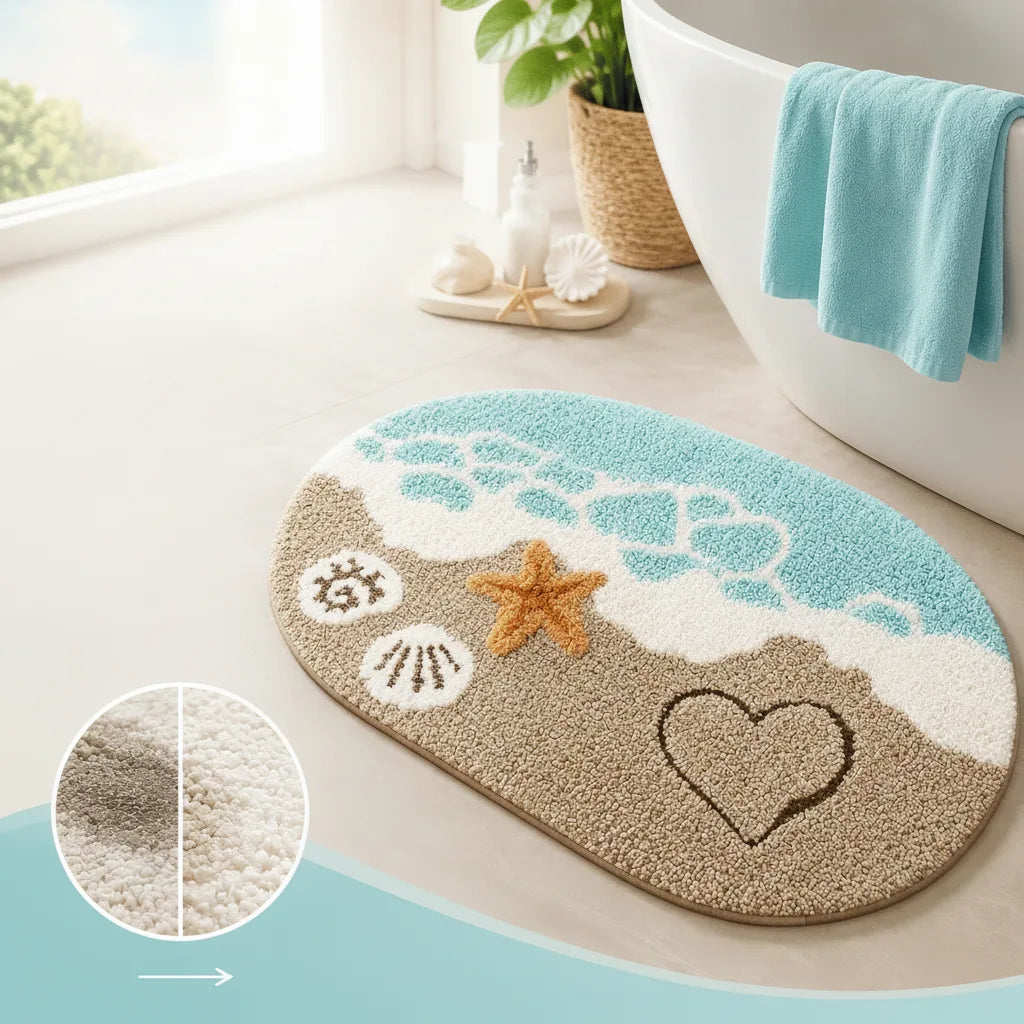 Badematte mit Strand-Motiv – schnell trocknend -    Zorenza