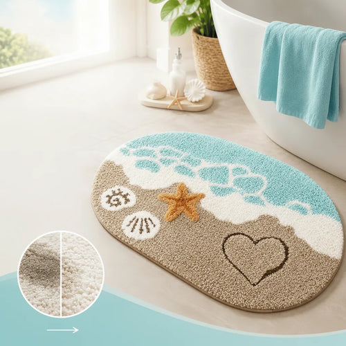 Badematte mit Strand-Motiv – schnell trocknend -    Zorenza