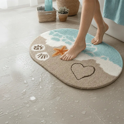 Badematte mit Strand-Motiv – schnell trocknend -    Zorenza