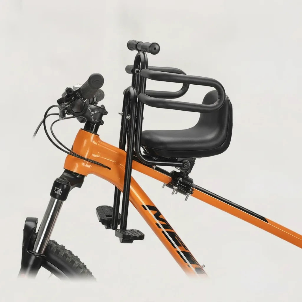 Fahrrad-Kindersitz vorne mit Klappfußrasten und Haltestange -    Zorenza