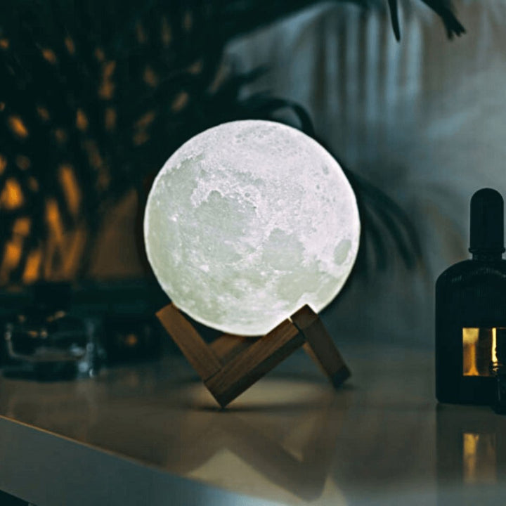 Mondlampe mit Touch-Steuerung und Holzständer -    Zorenza