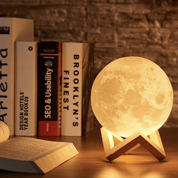 Mondlampe mit Touch-Steuerung und Holzständer -    Zorenza