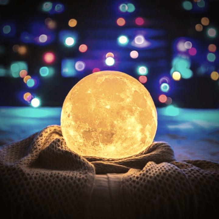 Mondlampe mit Touch-Steuerung und Holzständer -    Zorenza