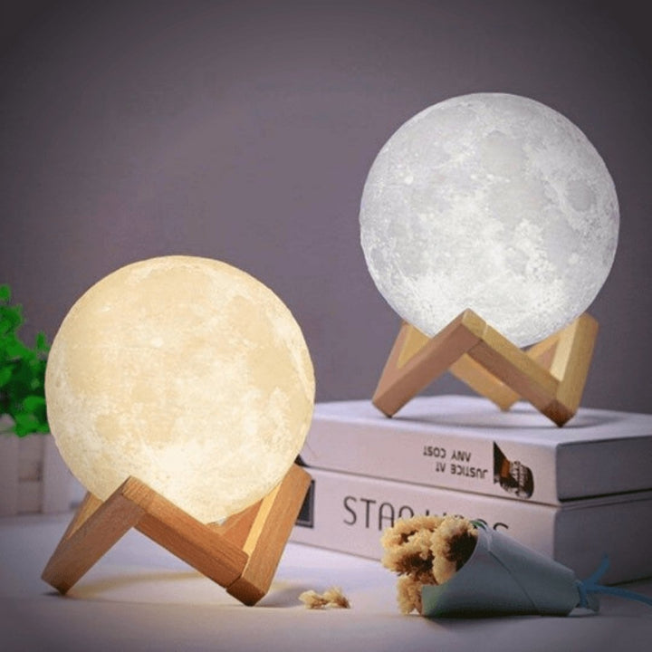 Mondlampe mit Touch-Steuerung und Holzständer -    Zorenza