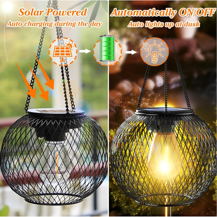 Solar-Gartenlaterne mit Metallgitter - Retro Design -    Zorenza