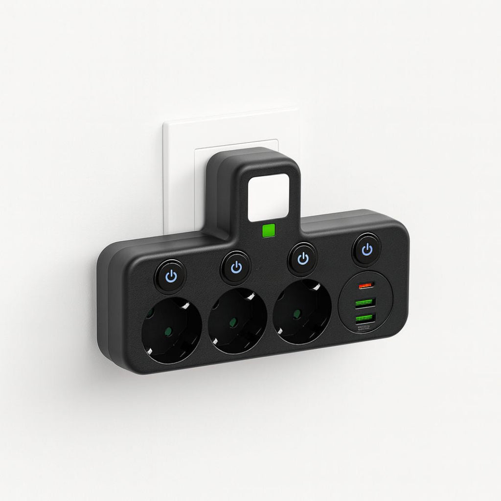 Steckdosenleiste mit USB-Anschlüssen und Schalter -    Zorenza