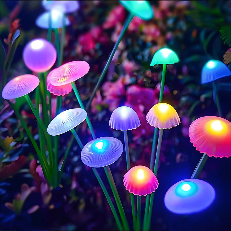 Solar-Pilzleuchten 2er-Set – 6 schwingende Köpfe, RGB oder Warmweiß -    Zorenza