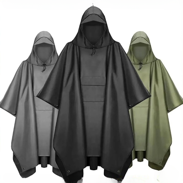 3-in-1 Regenponcho wasserdicht mit Kapuze — Poncho, Tarp & Schlafsackschutz -    Zorenza