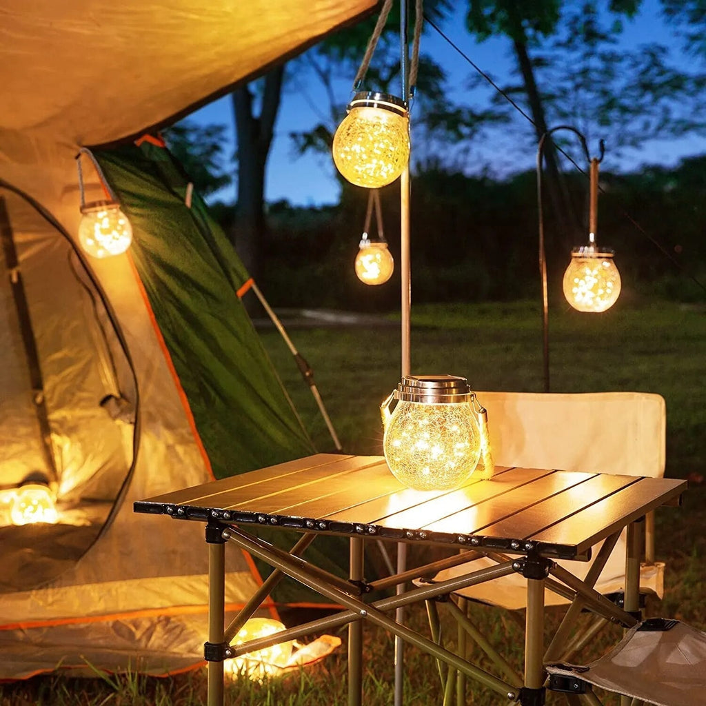Solar-Gartenlaterne aus Glas mit LED-Lichterkette -    Zorenza