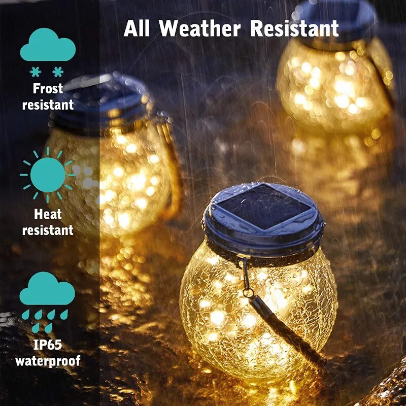 Solar-Gartenlaterne aus Glas mit LED-Lichterkette -    Zorenza