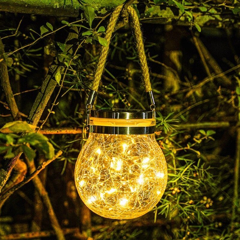 Solar-Gartenlaterne aus Glas mit LED-Lichterkette -    Zorenza