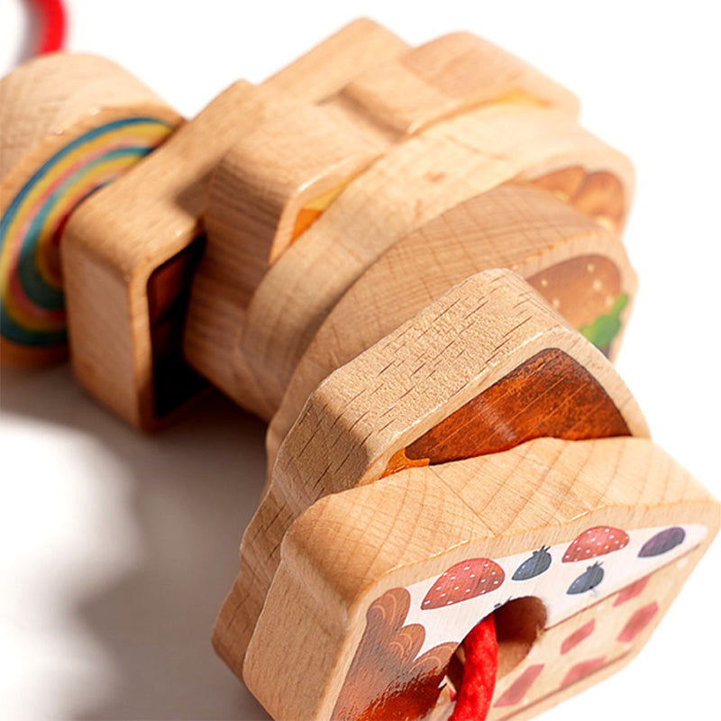 Fädelspielzeug Holz mit Raupe – Motorik und Kreativität -    Zorenza