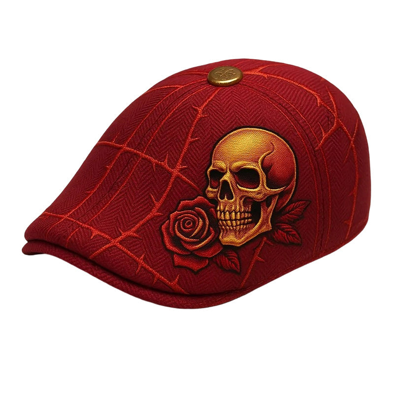 Schiebermütze Herren mit Totenkopf-Stickerei -    Zorenza