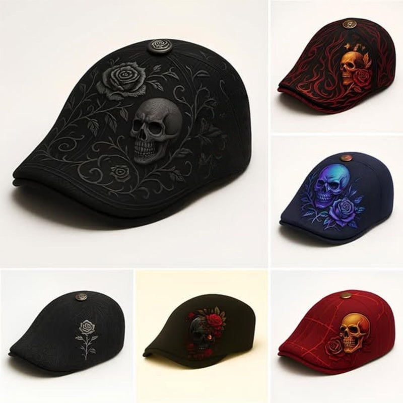 Schiebermütze Herren mit Totenkopf-Stickerei -    Zorenza