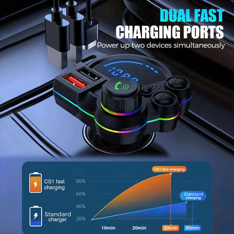 Bluetooth FM Transmitter Auto mit 2 USB-Ports -    Zorenza