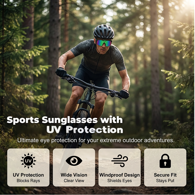 Sportbrille UV400-Schutz – Unisex für Radfahren und Laufen -    Zorenza