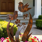 Garten-Dekostecker Metall mit Vogel- und Blütenmotiv -    Zorenza