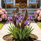 Garten-Dekostecker Metall mit Vogel- und Blütenmotiv -    Zorenza