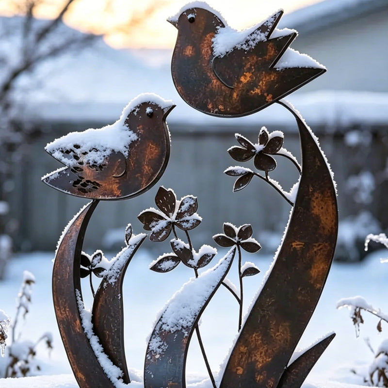 Garten-Dekostecker Metall mit Vogel- und Blütenmotiv -    Zorenza