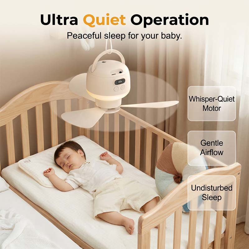 Tragbarer Deckenventilator mit LED – Aufladbar und Ultra-Leise -    Zorenza