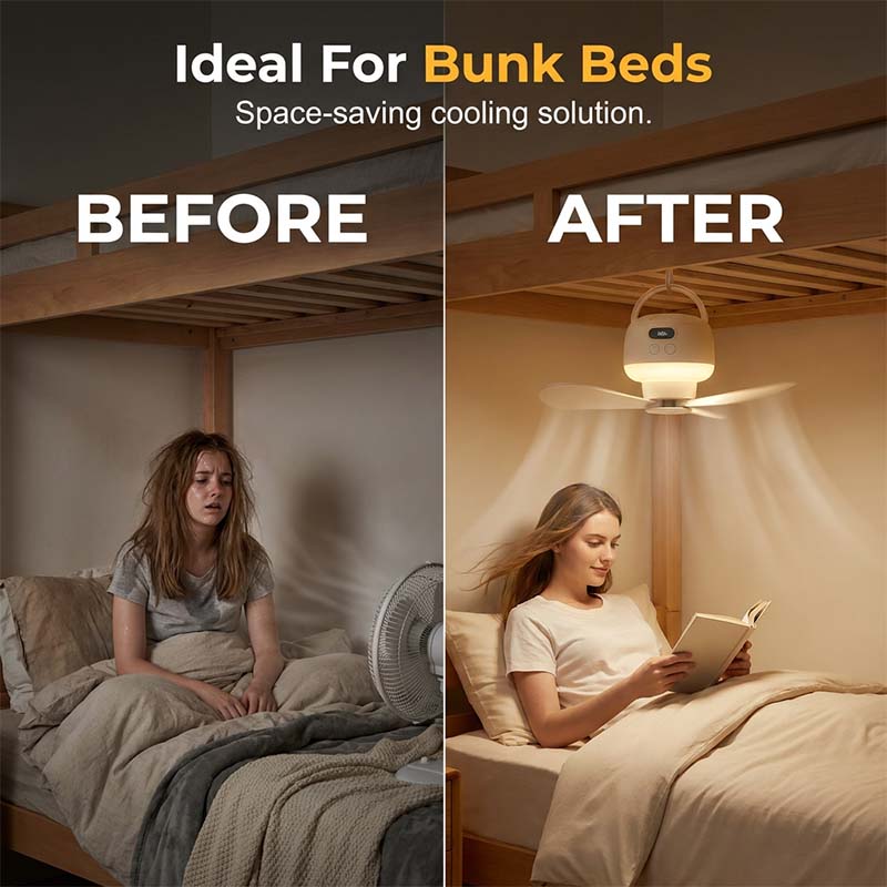 Tragbarer Deckenventilator mit LED – Aufladbar und Ultra-Leise -    Zorenza